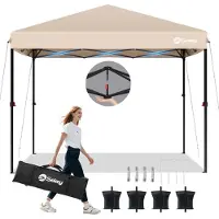Sekey Faltpavillon 3x3 wasserdicht, Pop Up Pavillon mit 4 Sandsäcken, UV-Schutz 50+ Pavillons & Partyzelte Festzelt, Taupe