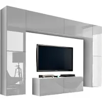 Meublorama FH-C3-3-HG-W-2-1B+2-SQUERE-RGB*9C/107KG, 8 Regale, 8 Tür(en), Weiß, Mitteldichte Faserplatte (MDF), 350 mm, 2560 mm