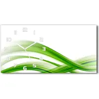 Tulup Wanduhr aus Glas – 60x30 cm - Glasbild - Glasuhr - Gehärtetes Glas - weisse-zeiger - Wellen Abstraktion