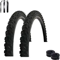 Maxxi4you 2 x VEE Rubber V107 26" Fahrradreifen Schwarz 50-559 (26 x 1.95) + 2 x passende Schläuche AV inkl. Reifenheber