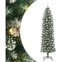Syfax Künstlicher schlanker Weihnachtsbaum Grün und Weiß 240 cm