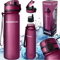 AQUAPHOR City Wasserfilterflasche 0,5 L Violett mit Filter und Trageriemen