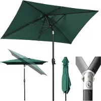 Sekey Aluminum Sonnenschirm mit Kurbel Rechteckig 210 x 140cm Gartenschirm Knickbar Marktschirm Garten Balkon Terasse Sonnenschutz UPF50+