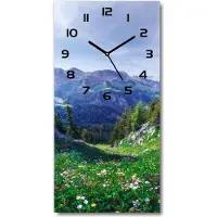 Tulup Wanduhr aus Glas – 30x60 cm - Glasbild - Glasuhr - Gehärtetes Glas -Alpen