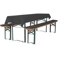 TexDeko Bierbankauflage gepolstert 220x25x2cm waschbar mit Reißverschluss 3TLG Set Blickdicht Tischdecke 250x100cm (universal), Anthrazit Wasser- & schmutzabweisend