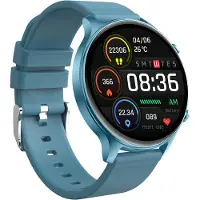 Ele eleoption Smart Watch Wasserdicht 1,28 Zoll Full Touch Screen Fernbedienung Musik Pulsmesser Anruferinnerung Blau