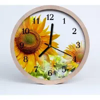 Tulup Holzuhr 20fi cm wanduhr - Sonnenblume Natur