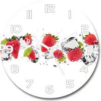 Tulup Wanduhr aus Glas 30fi Glasbild Glasuhr Gehärtetes Glas - weisse-zeiger - Strawberries and water