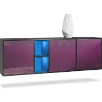 Vladon Kommode Cuba, Germany, Schwarz matt/Brombeer Hochglanz - Modernes Sideboard für Ihr Wohnbereich - (BxHxT) 182x53x35 cm