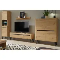 Furn.Design Wohnwand Ronson in Artisan Eiche und schwarz Wohnkombination skandinavisch 360cm