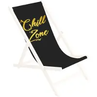 Ferocity Ersatz-Stoffbezug 131x44 cm Wechselbarer Liegestuhl Stoffbezug 100% Polyester für Holz-Liegestuhl Klappliegestuhl Motiv Chill Zone [119]