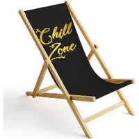 Ferocity Holz Liegestuhl Klappbar Klappliegestuhl Sonnenliege Strandstuhl Wechselbezug Motiv Chill Zone [119]