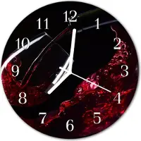Tulup Glasuhr Wanduhr Küchenuhr Echt-Glas 30fi cm Wein rot