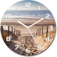 Tulup Wanduhr aus Glas 30fi Glasbild Glasuhr Gehärtetes Glas - weisse-zeiger - Coastal dunes