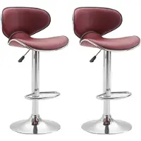 CLP 2er Set Barhocker Las Vegas V2 Kunstleder chrom bordeauxrot