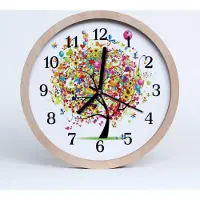 Tulup Holzuhr 20fi cm wanduhr - Bunte Baum Blumen