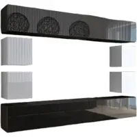Meublorama FH-C17-17-18BW-HG4-1A+2-SQUERE-RGB*11C/120KG, 10 Tür(en), Schwarz, Mitteldichte Faserplatte (MDF), 350 mm, 2490 mm, 2000 mm