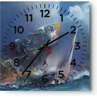 ARTTOR Wanduhr - Quadrat - Glasuhr - Meer Segelboot - 30x30cm - Schleichendes Uhrwerk - Lautlos - zum Aufhängen bereit - Dekoration Modern - Wanddekoration aus Glas - C4AC30x30-3923