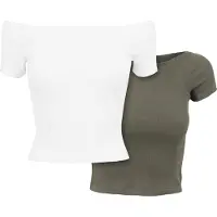 Urban Classics T-Shirt "Damen Ladies Off Shoulder Rib Tee 2-Pack" 1 Stk.