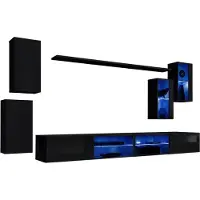 Meublorama AM-SWITCH 25-ZZ SW 25*7C/84KG, 7 Regale, 6 Tür(en), Schwarz, Mitteldichte Faserplatte (MDF), 400 mm, 2800 mm