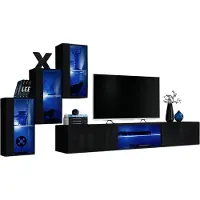 Meublorama AM-SWITCH 22-ZZ SW 22*4C/57KG, 4 Regale, 5 Tür(en), Schwarz, Mitteldichte Faserplatte (MDF), 400 mm, 2400 mm