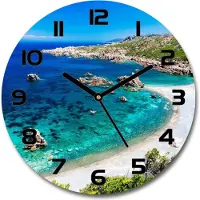 Tulup Wanduhr aus Glas 30fi Glasbild Glasuhr Gehärtetes Glas - schwarze-zeiger - Sea bay
