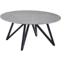 CasaDolce Couchtisch BELIZEA, grau, 90x90x40 cm, runde Tischplatte, Sinterstein, Marmormuster, Metallbeine