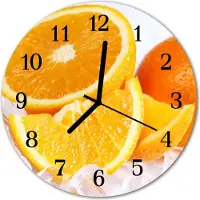 Tulup Glasuhr Wanduhr Küchenuhr Echt-Glas 30fi cm Orangen orange