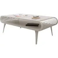 Mirjan 24 Couchtisch Aristo, Wohnzimmer Kaffeetisch, Basis aus Stahl (Farbe: Cashmere / Cashmere)