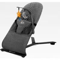 Markenlos MIMI Babywippe mit Spielbügel und 2 Spielzeugen, verstellbare Rückenlehne, weiches Material, minimalistisches skandinavisches Design, zusammenklappbar, grau