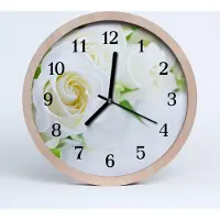 Tulup Holzuhr 30fi cm wanduhr - Rosen Blumen