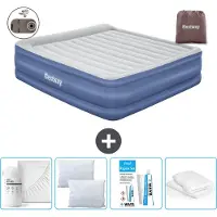 Bestway Luftmatratze - 2-Personen - 193 x 203 x 56 cm - Grau/Blau - Inklusive Zubehör