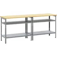vidaXL Möbel 2-tlg. Werkbank-Set Grau Stahl - Werkbänke 3321390