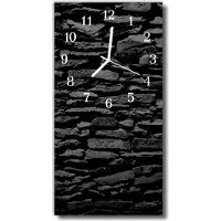 Tulup Glasuhr Wanduhr Küchenuhr Echt-Glas 30x60 Steinmauer Schwarz