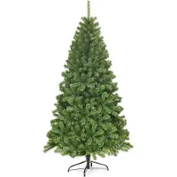Goplus 180cm künstlicher Weihnachtsbaum, Weihnachtsfichte mit 928 PVC-Nadeln & faltbare Metallständer, Dekotanne für Innen- und Außendekoration