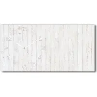 Tulup Wanduhr aus Glas – 60x30 cm - Glasbild - Glasuhr - Gehärtetes Glas - weisse-zeiger - Holzuntergrund