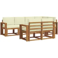 vidaXL Outdoor-Sofagarnitur 7 Stk. Natur und Creme