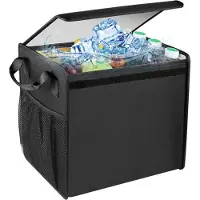 Kkmoon Kofferraum-Organizer-Tasche, isoliert, wasserdicht, fuer Auto, Limousine, SUV, MPV, faltbar, 600D Oxford-Stoff, Reise-Aufbewahrungsbox mit 2 Netztaschen, tragbarer Griff