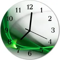Tulup Glasuhr Wanduhr Küchenuhr Echt-Glas 30fi cm Abstrakte Linien grün