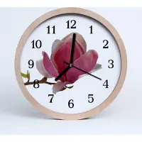 Tulup Holzuhr 30fi cm wanduhr - Magnolia Blume Blumen