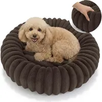 Domarex Rundes Hundebett DOGGURU KIRA Weich Waschbar Komfort, Braun 60cm