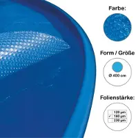 Planet Pool Solarplane, Solarfolie, Luftpolsterabdeckung für Pool rund 400 cm, 180 µm