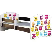ACMA Jugendbett Kinderbett Junior-Bett Komplett-Set mit Matratze Lattenrost und Rausfallschutz Wenge 31 Eule 140x70