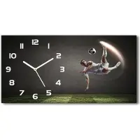 Tulup Wanduhr aus Glas – 60x30 cm - Glasbild - Glasuhr - Gehärtetes Glas - weisse-zeiger - Fußballer