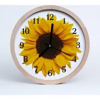 Tulup Holzuhr 30fi cm wanduhr - Sonnenblume Natur