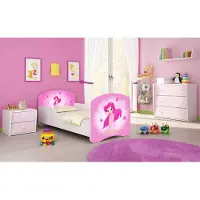 ACMA I Jugendbett Kinderbett Junior-Bett Komplett-Set mit Matratze Lattenrost Weiß 07 Rosa Fee 160x80