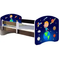 ACMA Jugendbett Kinderbett Junior-Bett Komplett-Set mit Matratze Lattenrost und Rausfallschutz Wenge 22 Kosmos 160x80