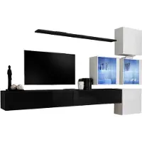 Meublorama AM-SWITCH 19-ZW SW 19*7C/108KG, 1 Regale, 6 Tür(en), Schwarz, Mitteldichte Faserplatte (MDF), 4 Schublade(n), 400 mm