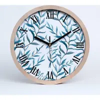 Tulup Holzuhr 30fi cm wanduhr - schwarze Spitzen - Blätter