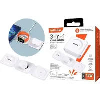 Powerstar Faltbarer Schnell-Lader - KSC-1359 - 3in1 white - für Smartphone, Smartwatch, Bluetooth Headset gleichzeitig